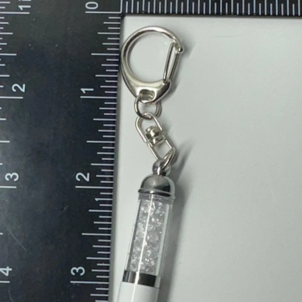 EFFY White Pen Keychain Sparkle‎ Pen Bling Pen with Clip Charm